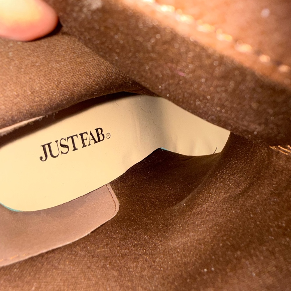 JustFab Chestnut Suede Block Heel Ankle Boots - Picture 4 of 6